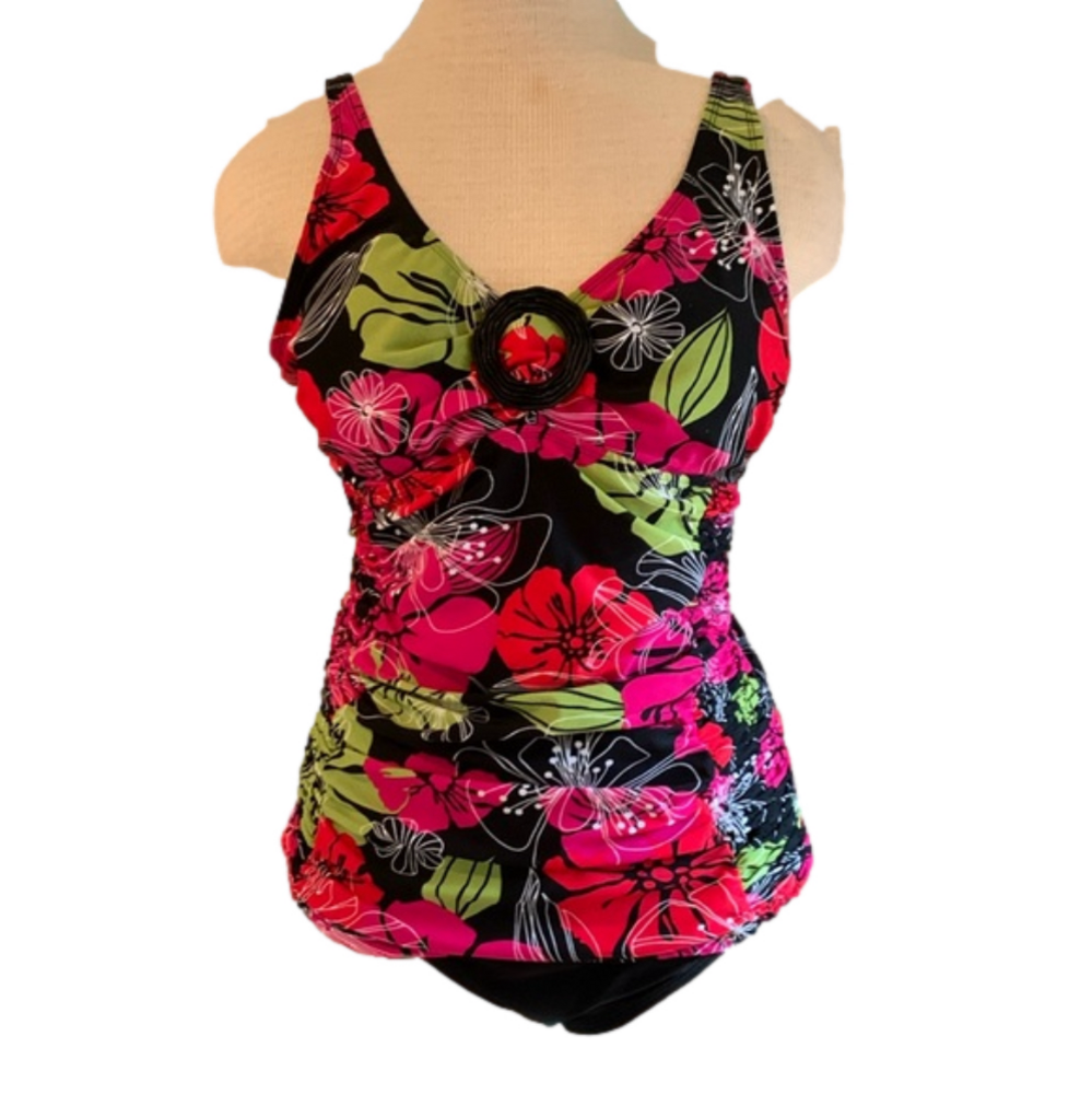 Swim by Chuck Handy sz 14 2 piece floral tankini.